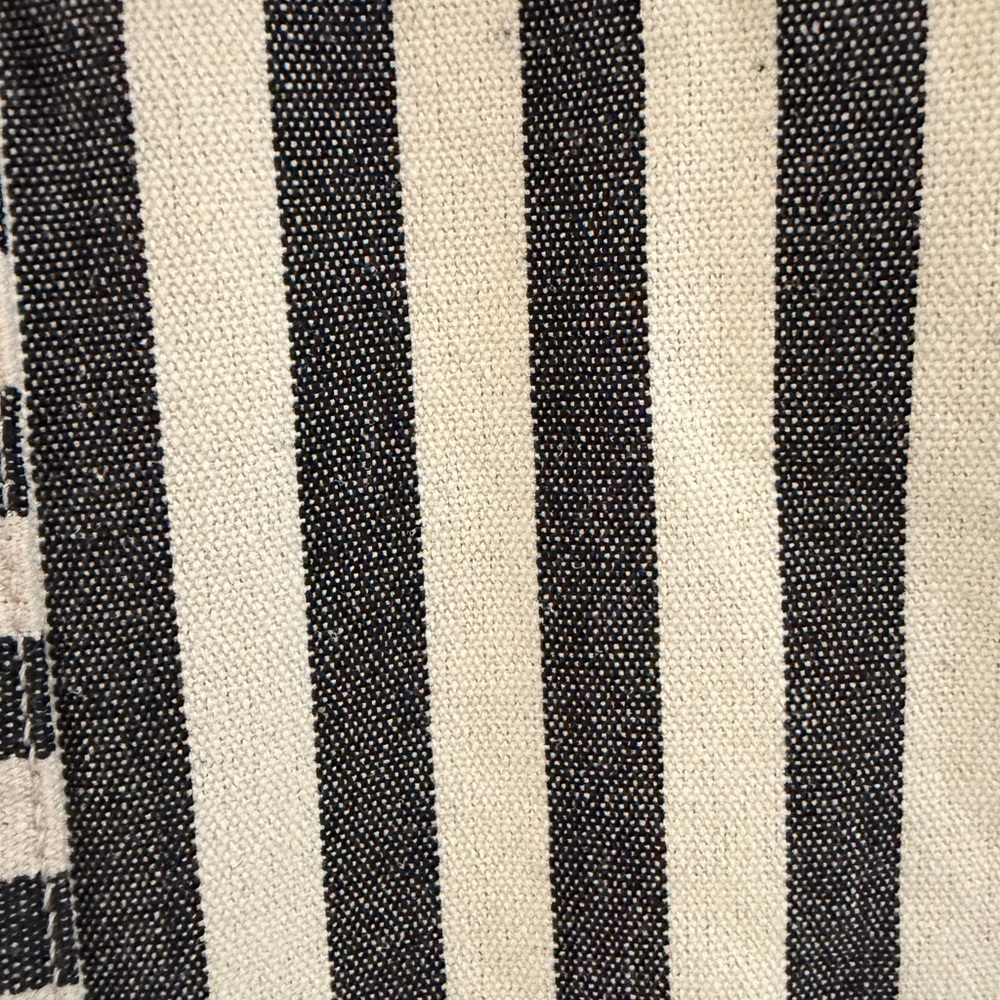 Rae Dunn Black White Striped Canvas Tote Bag Farmhouse Minimalist Shoulder Bag - Picture 12 of 13